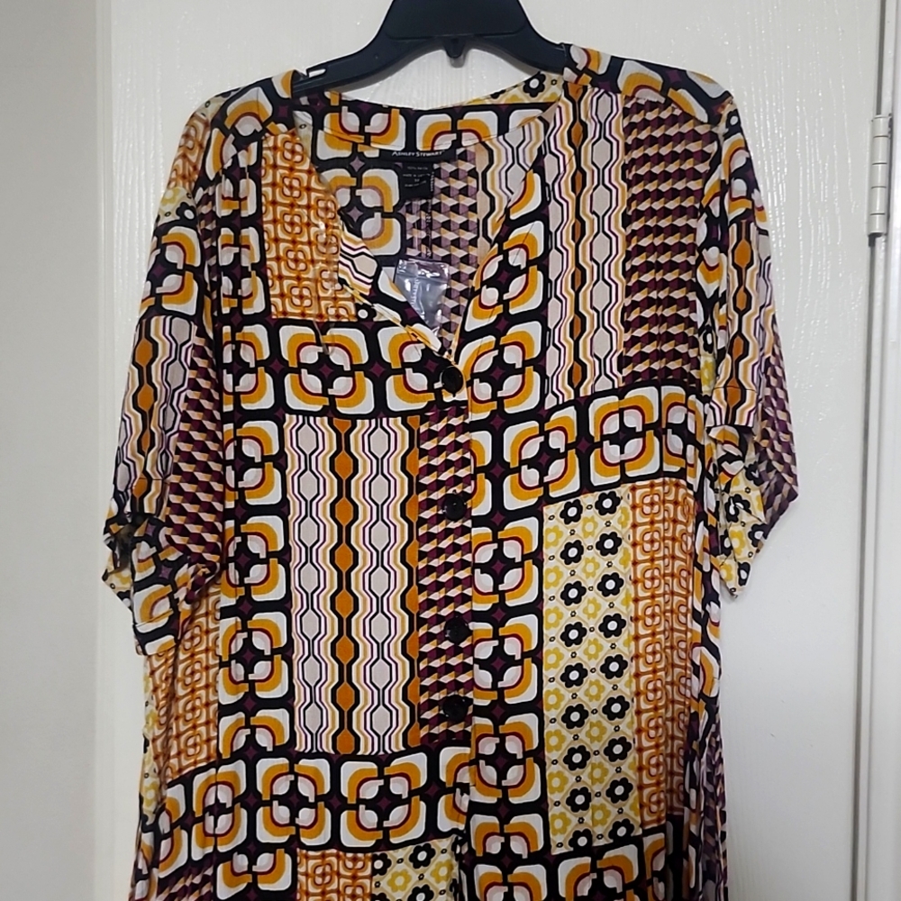 Ashley Stewart Abstract Long Shirt